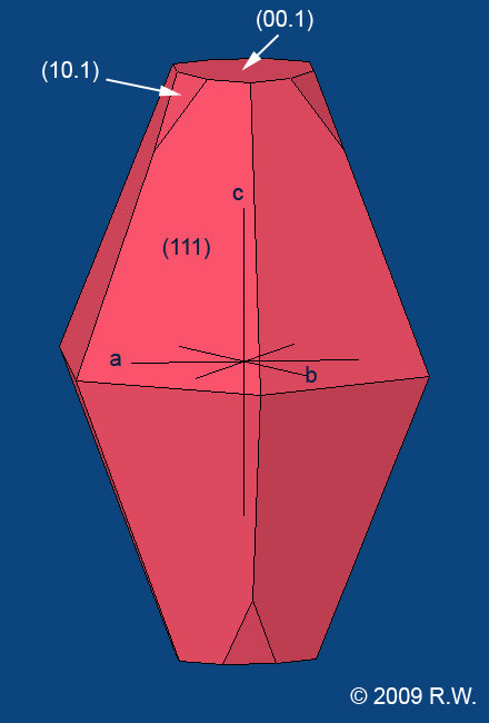 Corundum (variety ruby) - sketch
(Autor: Roger Warin)