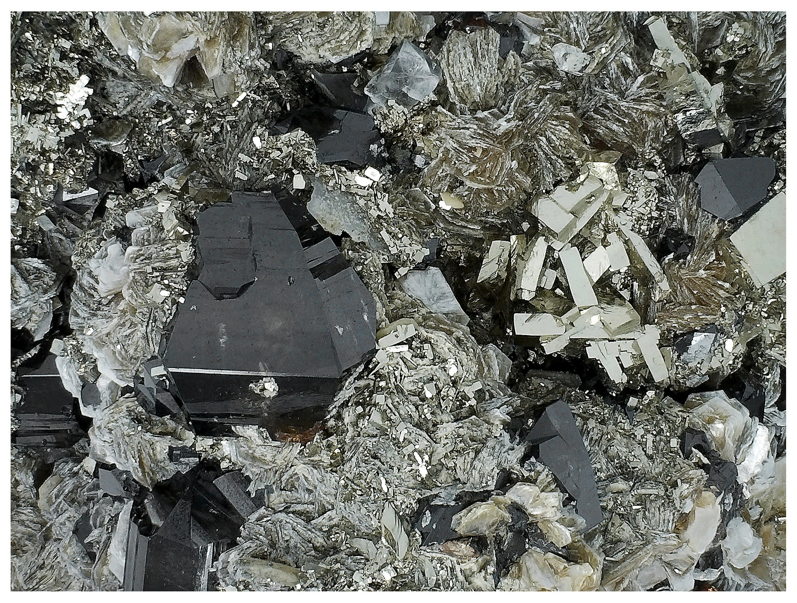 Cassiterite, Muscovite, Pyrite, Marcasite, Quartz
7 cm x 6 cm x 4 cm
(Autor: silvia)