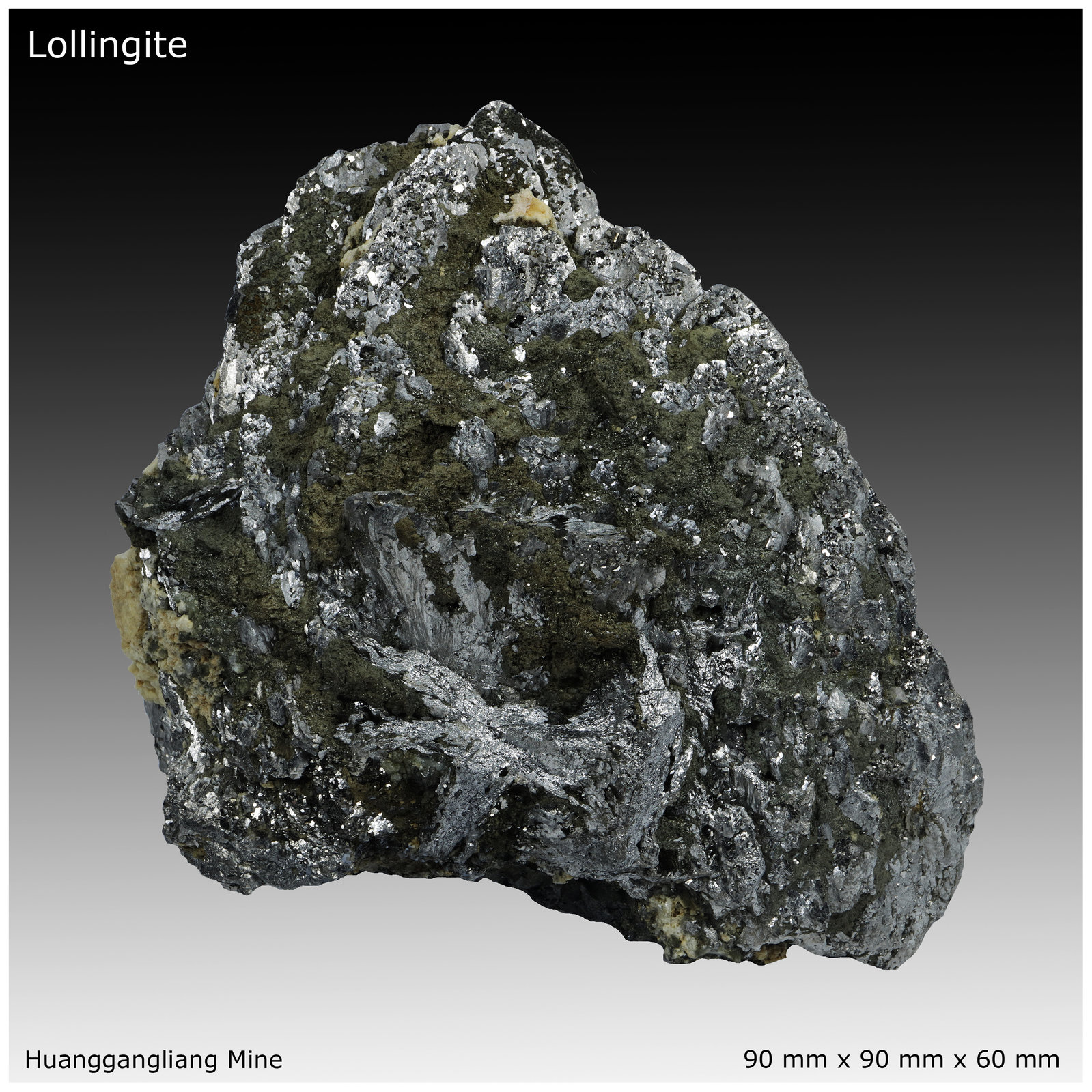 Lollingite, Arsenopyrite, Dolomite, Calcite, Magnetite and Fluorite.
Dimensions: 90 mm x 90 mm x 60 mm
(Autor: silvia)