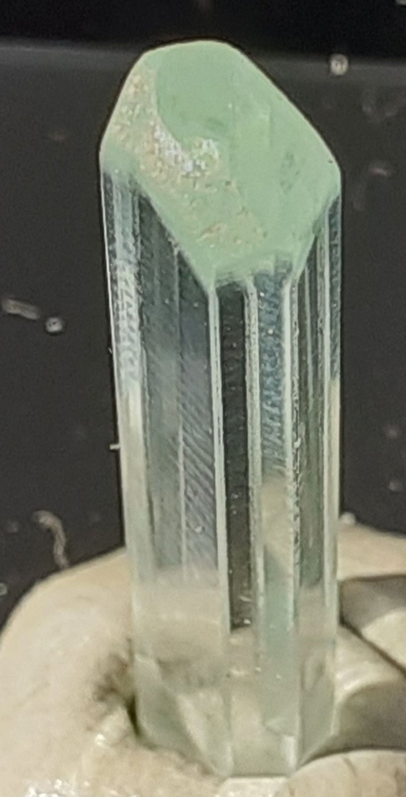 Beryl (variety aquamarine)
3 x 0,5 cm
(Autor: Volkmar Stingl)