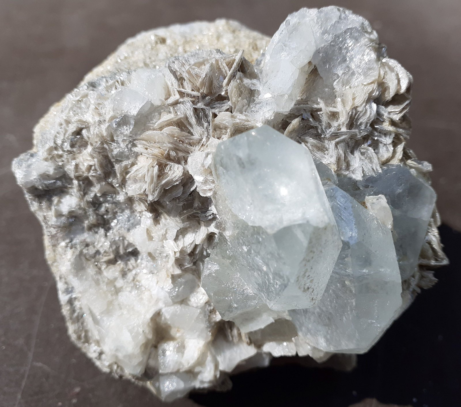 Beryl (variety aquamarine), Muscovite
7 x 7 cm
(Autor: Volkmar Stingl)