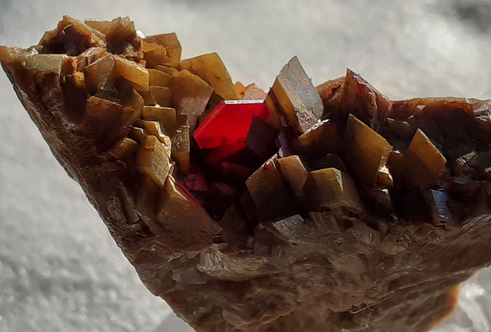 Cinnabar, Siderite
4 x 3 cm
(Autor: Volkmar Stingl)