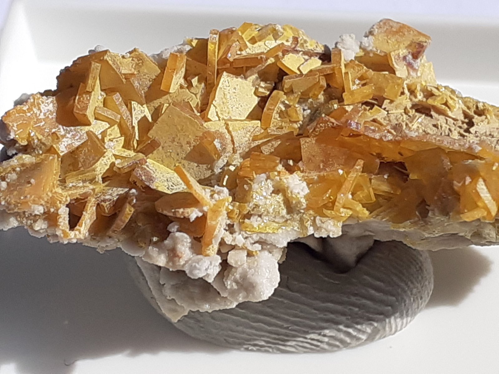 Wulfenite, Calcite
3 x 1,5 cm
(Autor: Volkmar Stingl)