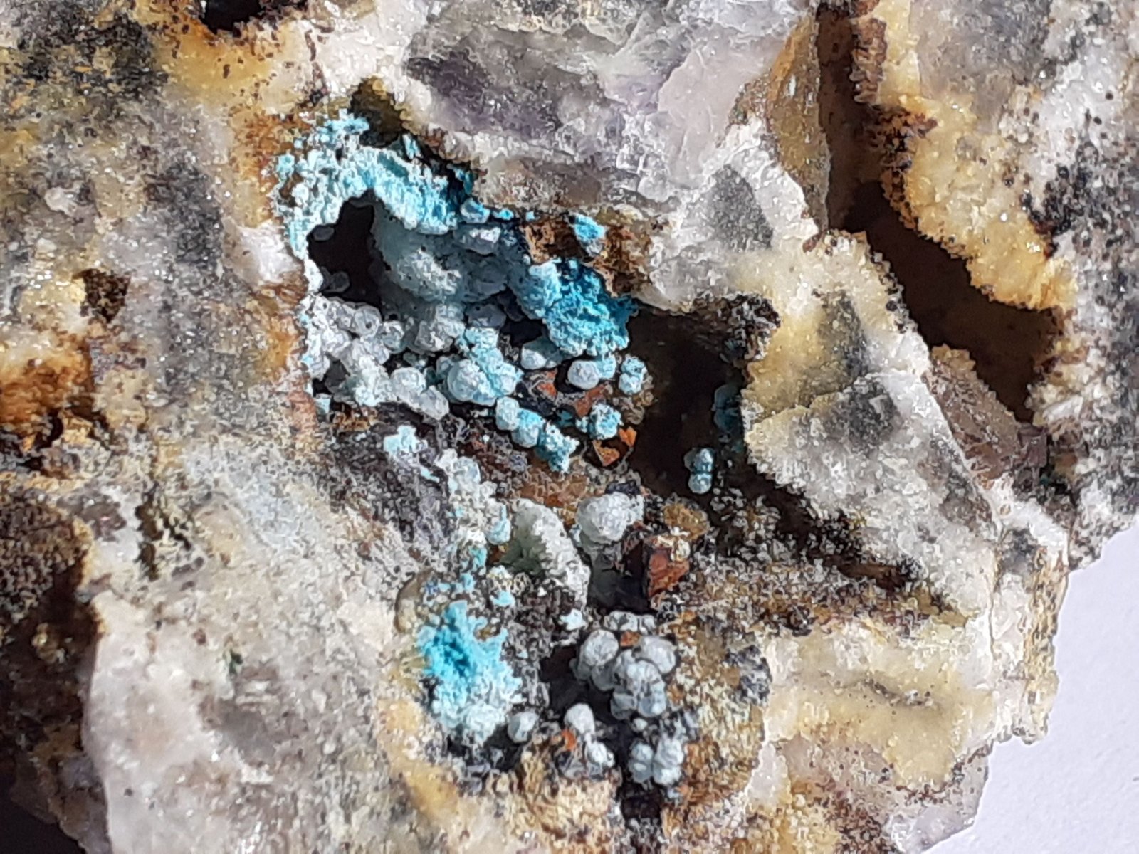Chrysocolla, Quartz, Fluorite
6 x 5,5 cm
(Autor: Volkmar Stingl)