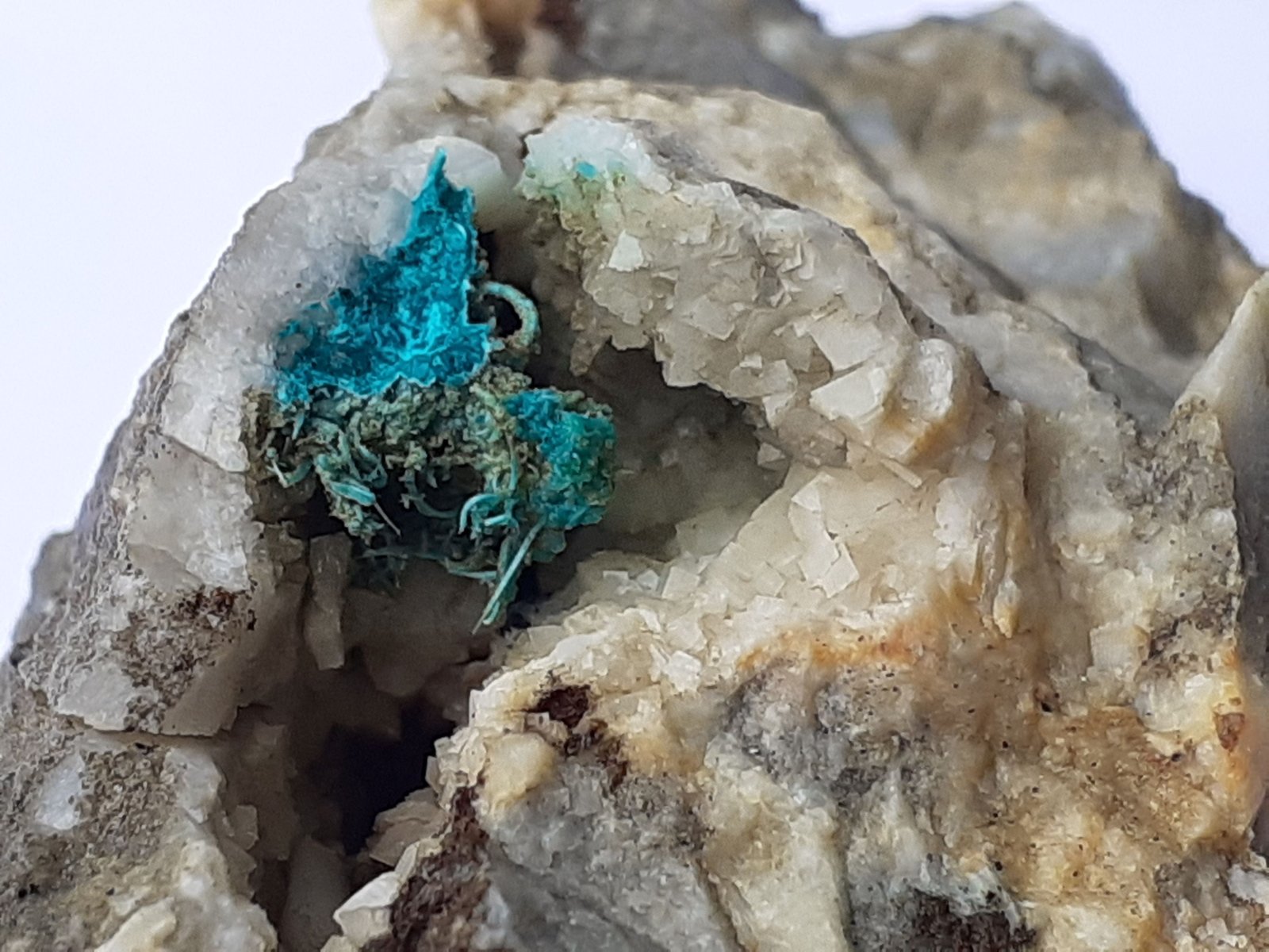 Malachite, Dolomite
FoV 1,5 x 1 cm
(Autor: Volkmar Stingl)