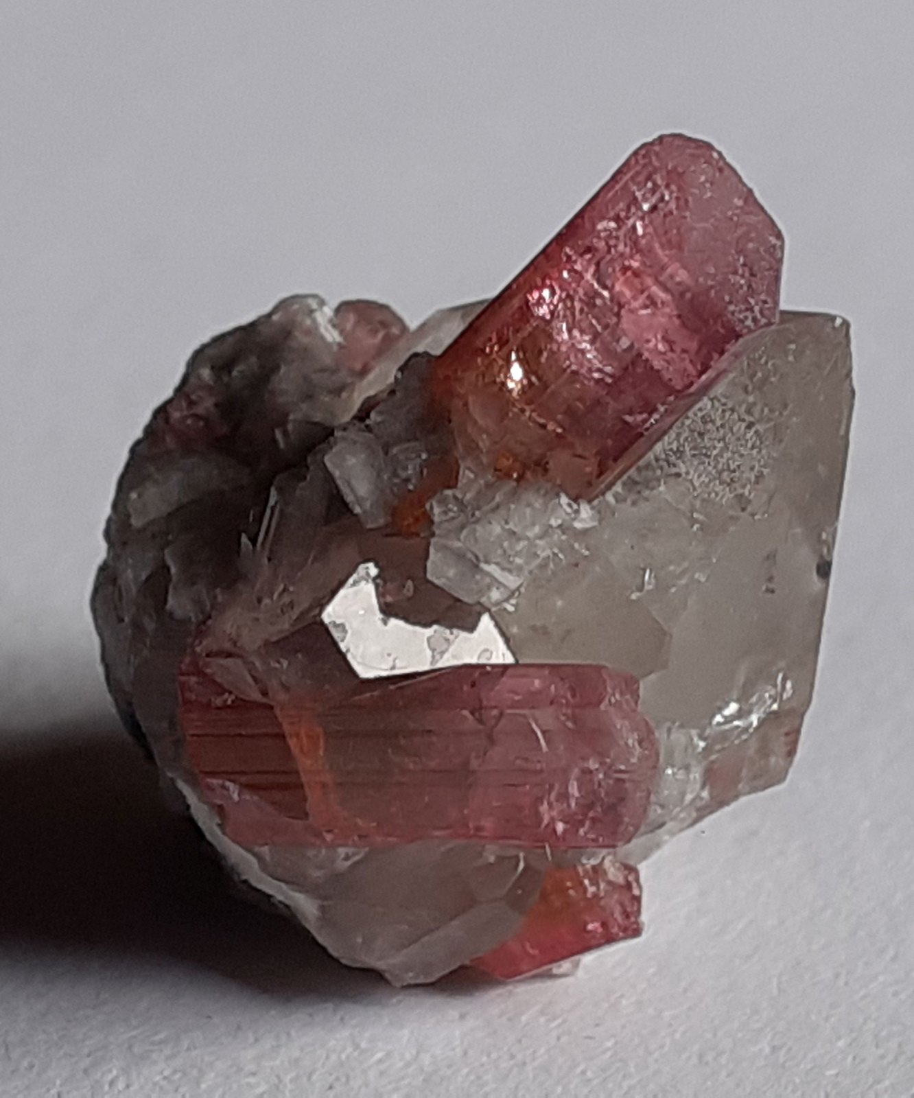 Elbaite (variety Rubellite), Quartz
2 x 2 cm
(Autor: Volkmar Stingl)