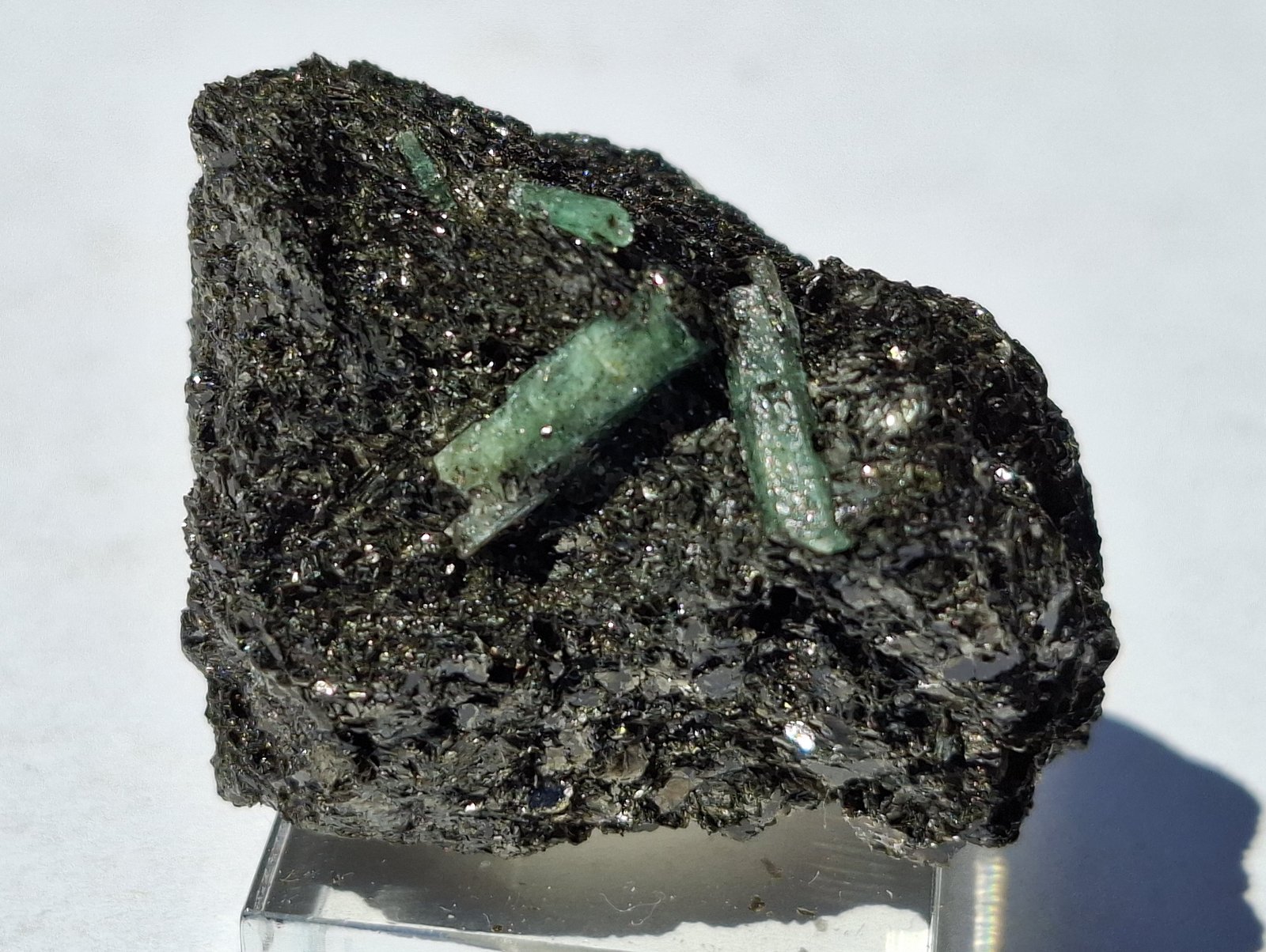 Beryl (variety Emerald)
Valle Habach (Habachtal), Macizo Hohe Tauern, Bramberg am Wildkogel, Distrito Zell am See, Salzburgo/Salzburg, Austria
3,3 x 2,5 cm
(Autor: Volkmar Stingl)