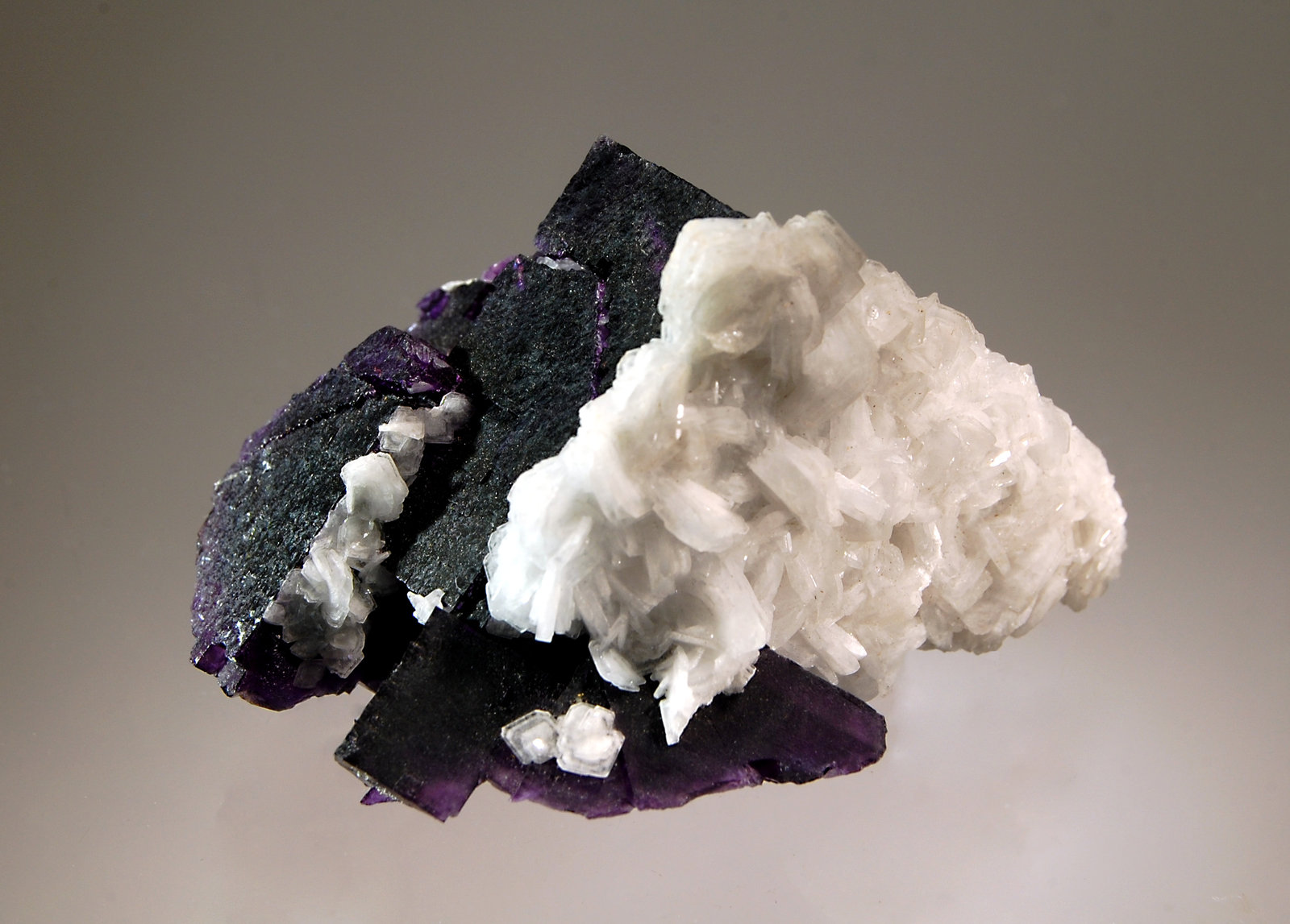 Barite, fluorite
4.2 x 6.0 cm
(Autor: Michael Shaw)