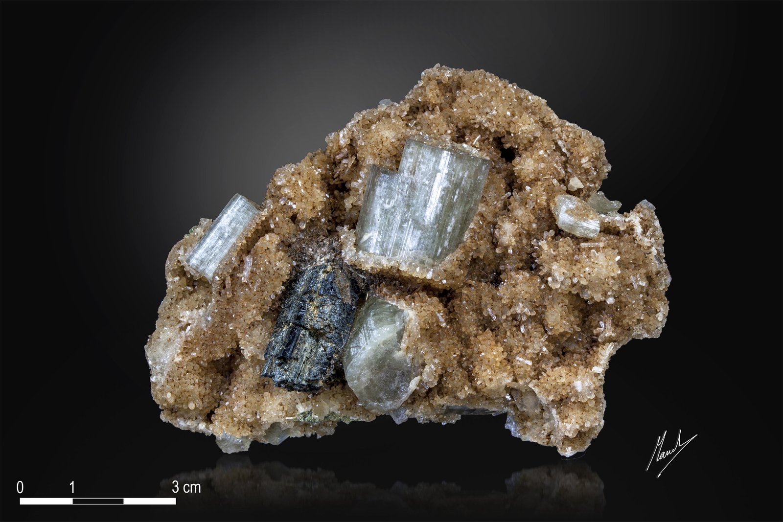 Fluorapatite with Stilbite-Ca and Schorl
100 x 66 mm
(Autor: Manuel Mesa)