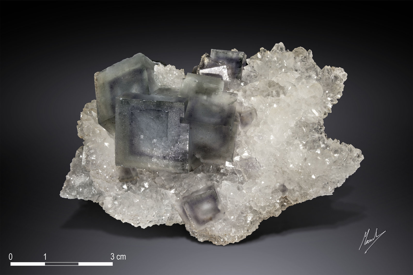Fluorite on Quartz
90 X 57 mm
(Autor: Manuel Mesa)