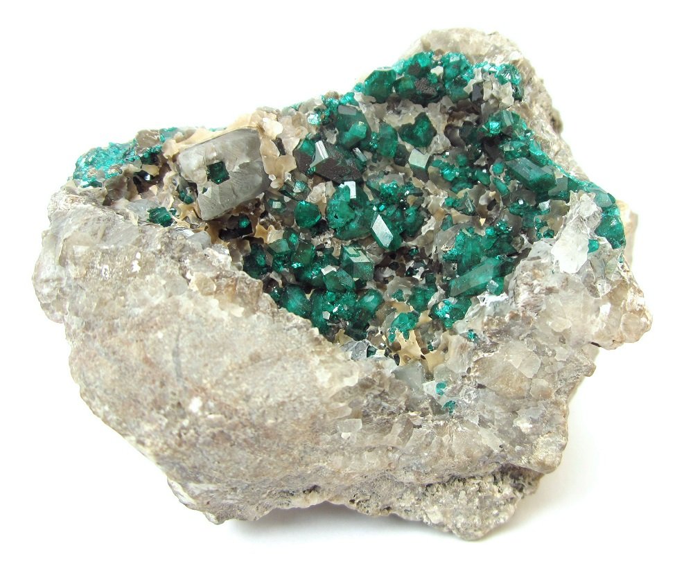 Dioptase, calcite
Specimen size 8 cm
(Autor: Tobi)