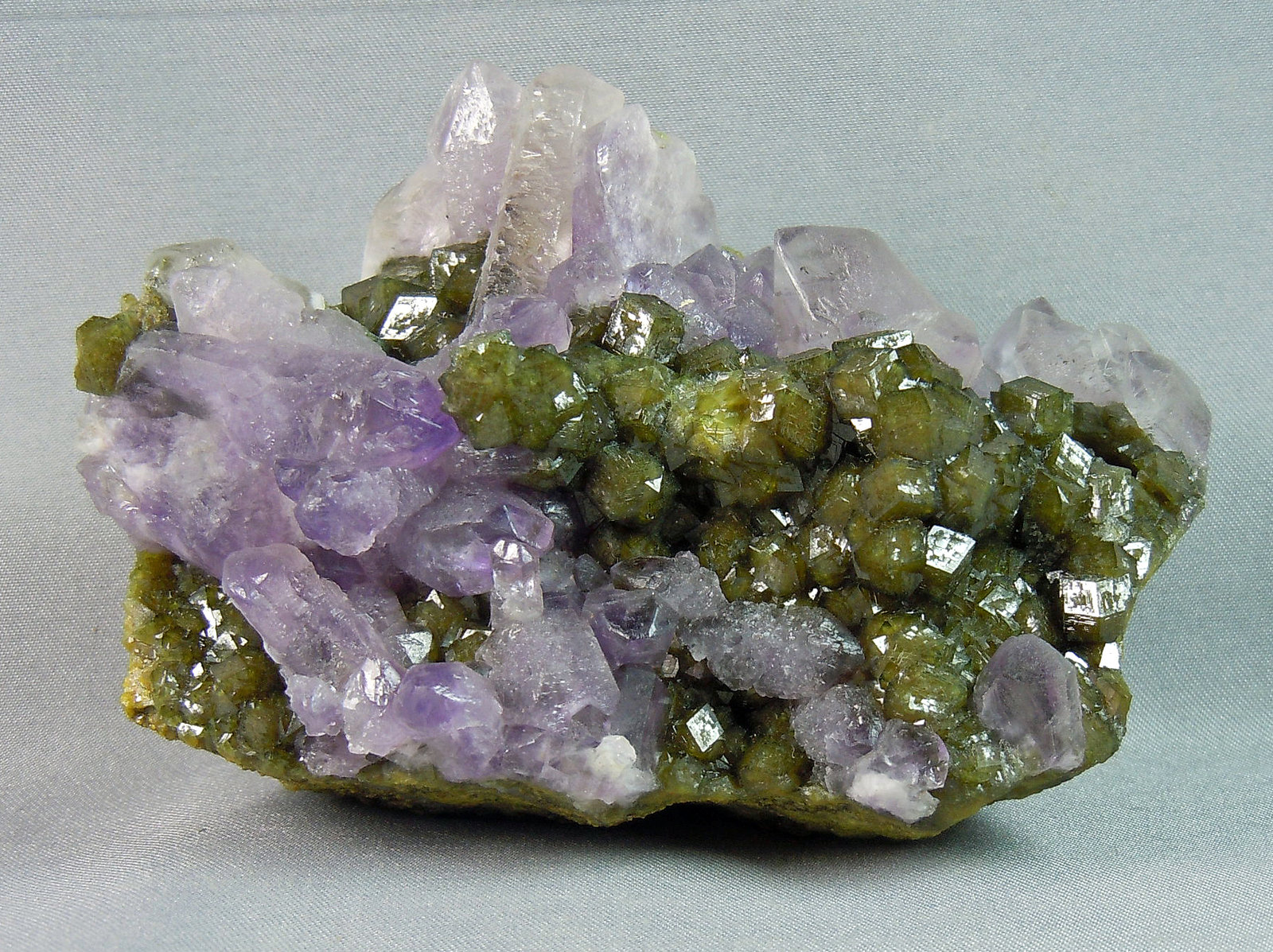 Andradite (Garnet Group) with Quartz (variety amethyst)
8.3 cm x 5.7 cm
(Autor: rweaver)