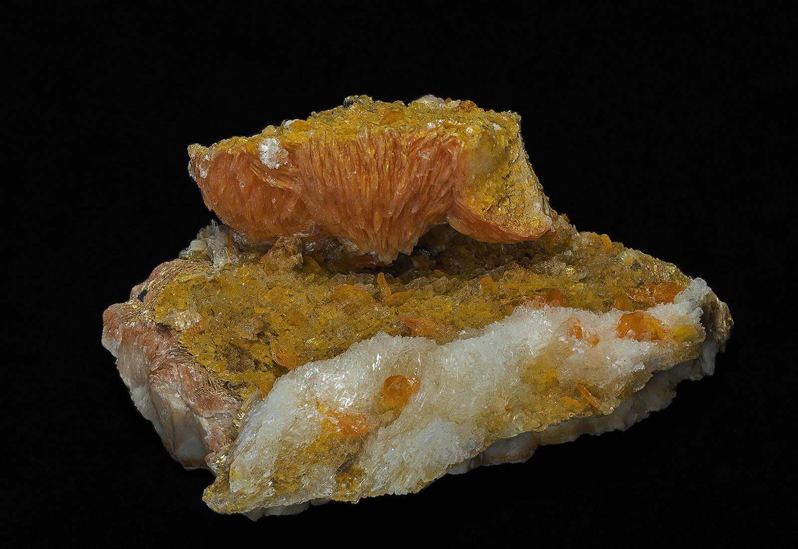 Wulfenite, Barite
8.8 x 7.3 cm
(Autor: am mizunaka)