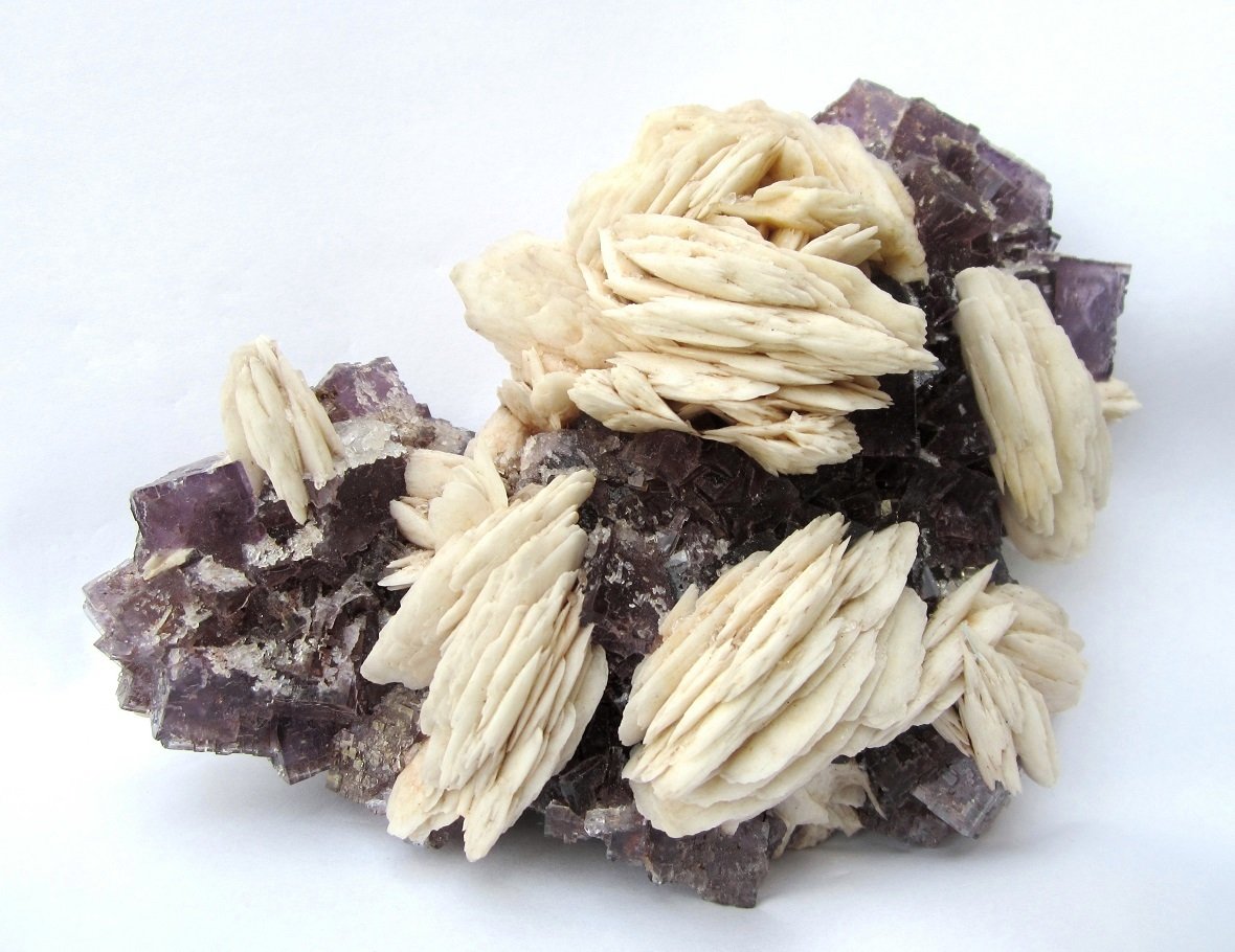 Baryte, Fluorite
Specimen size 15 cm, largest baryte 4 cm, largest fluorite 1,5 cm
(Autor: Tobi)