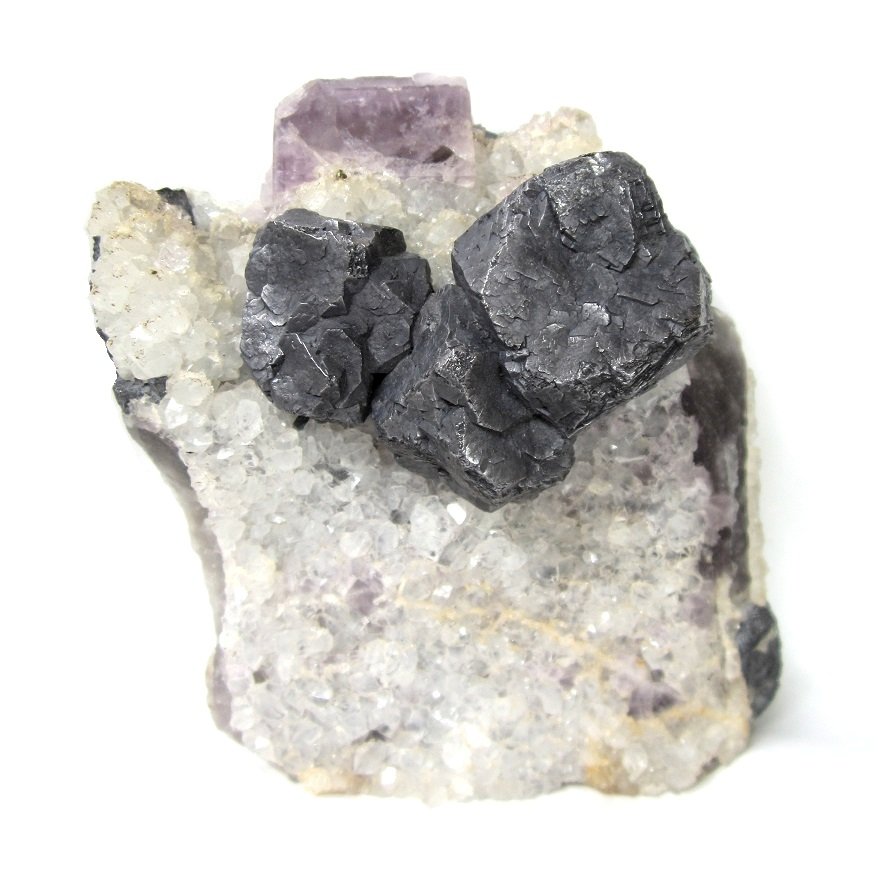 Galena, Fluorite, Quartz
Specimen size 10 cm, largest galena 2,5 cm
(Autor: Tobi)