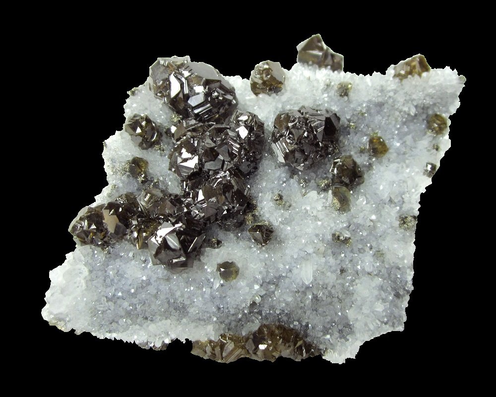 Sphalerite (variety cleiophane), Quartz
Specimen size 7 cm, largest crystal 8 mm
(Autor: Tobi)