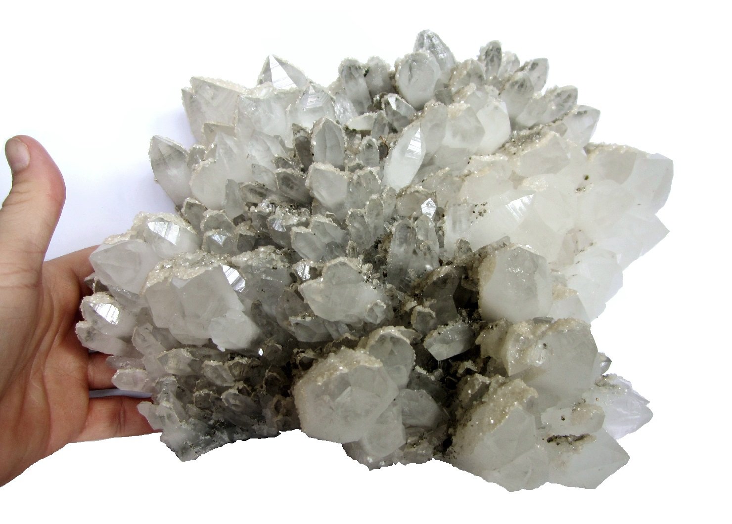 Quartz, Dolomite, Pyrite
Specimen size 27 x 20 cm, largest quartz 7 cm
(Autor: Tobi)