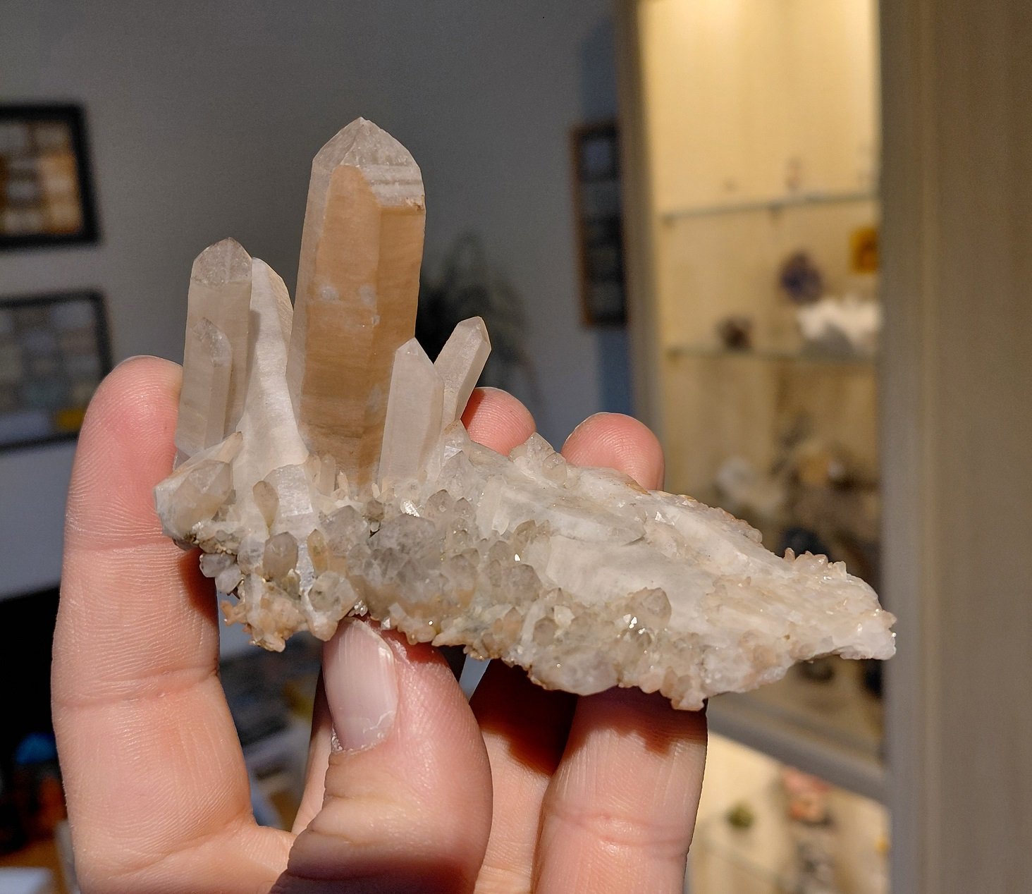 Quartz, hematite
Specimen size 10 cm, largest quartz crystal 5 cm
(Autor: Tobi)