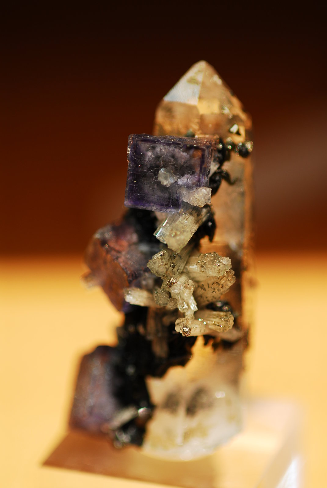 Fluorite, Fluorapatite, Quartz
5 cm x 1.5 cm
(Autor: Enrique Llorens)