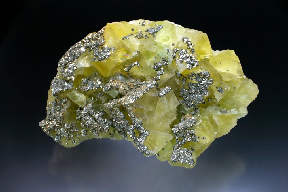 Fluorite, Pyrite
14x9x6 cm overall size
(Autor: Jesse Fisher)