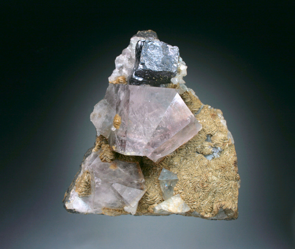 Fluorite, Galena, and Siderite
10x8x4 cm overall size
(Autor: Jesse Fisher)