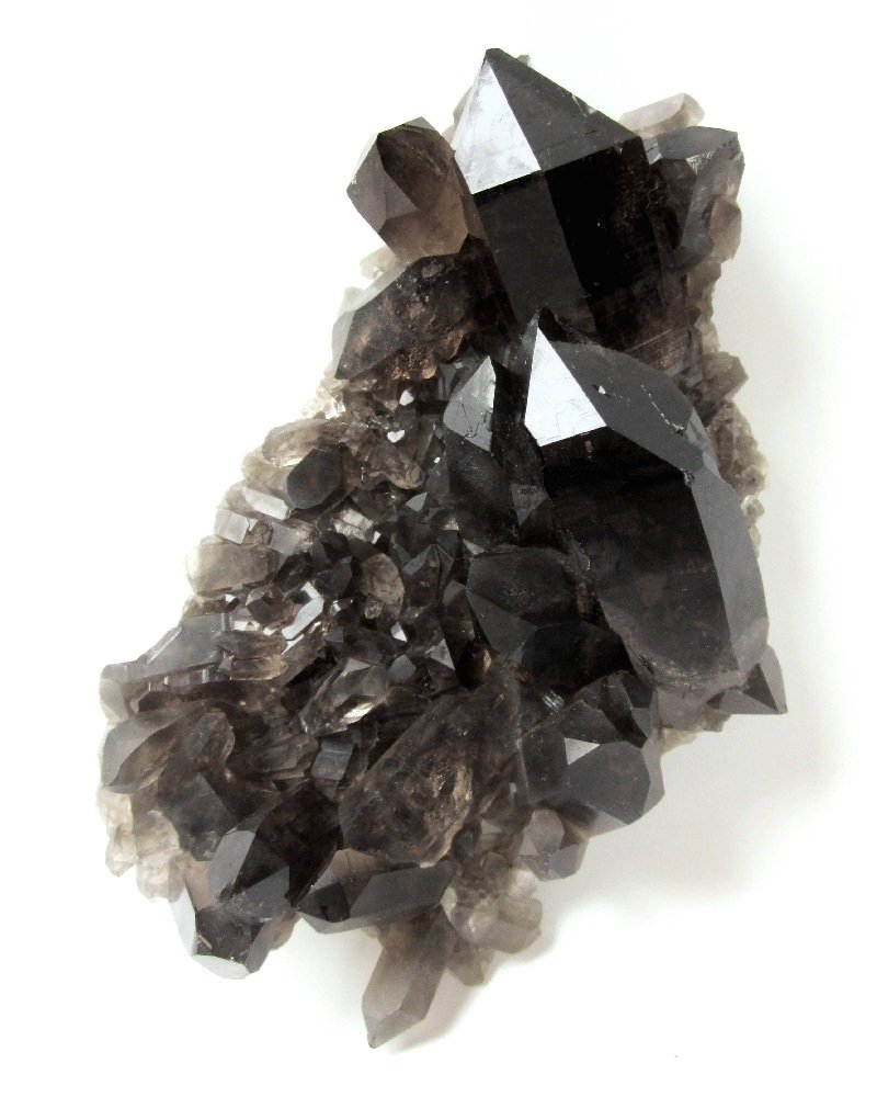 Quartz (variety smoky)
Specimen height 14 cm, largest smoky quartz crystal 6,5 cm
(Autor: Tobi)