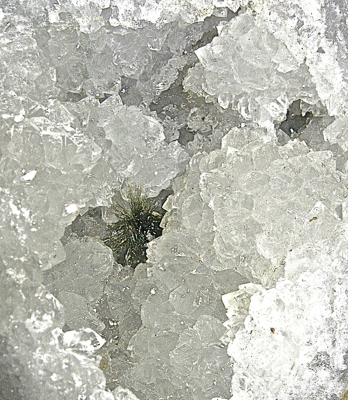 Millerite nestled in Quartz
The millerite spray is 2.0 cm
(Autor: Bob Harman)