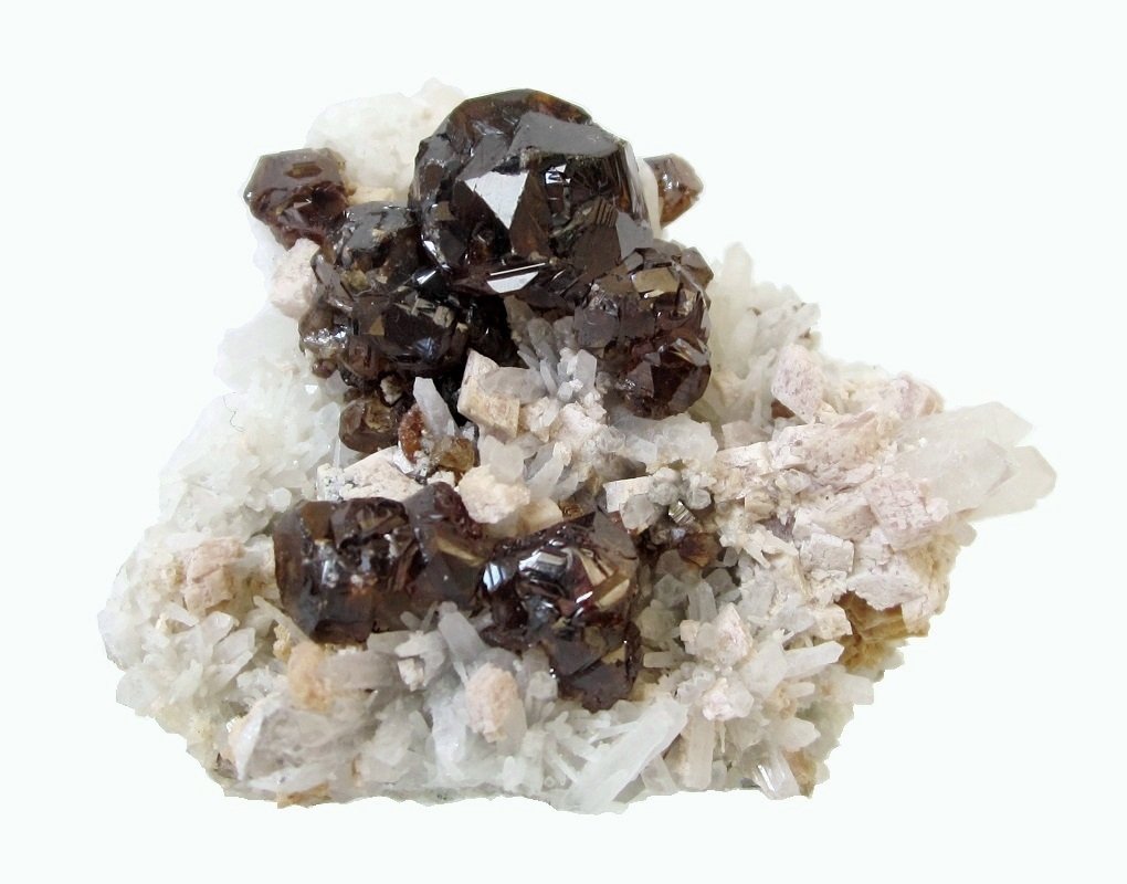 Sphalerite, Quartz, Rhodochrosite
Specimen size 4,5 cm, largest sphalerite 1,2 cm
(Autor: Tobi)
