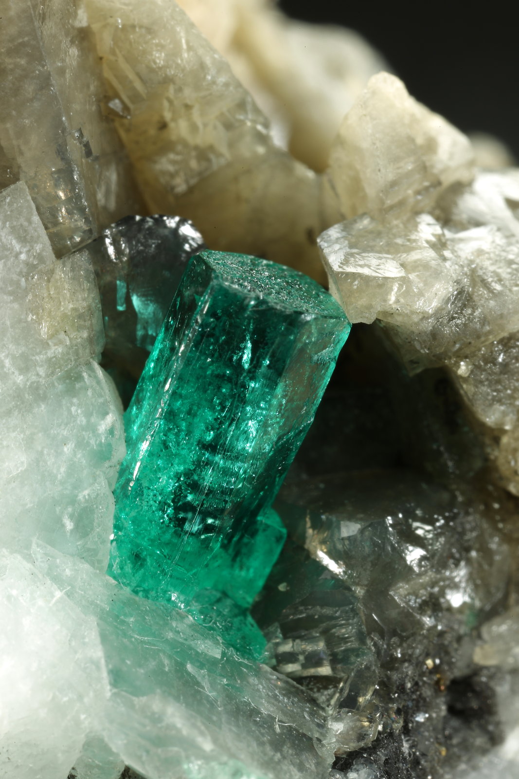 Beryl (variety emerald), Calcite, Pyrite
27x37x35mm, main xl=7mm
(Autor: Fiebre Verde)
