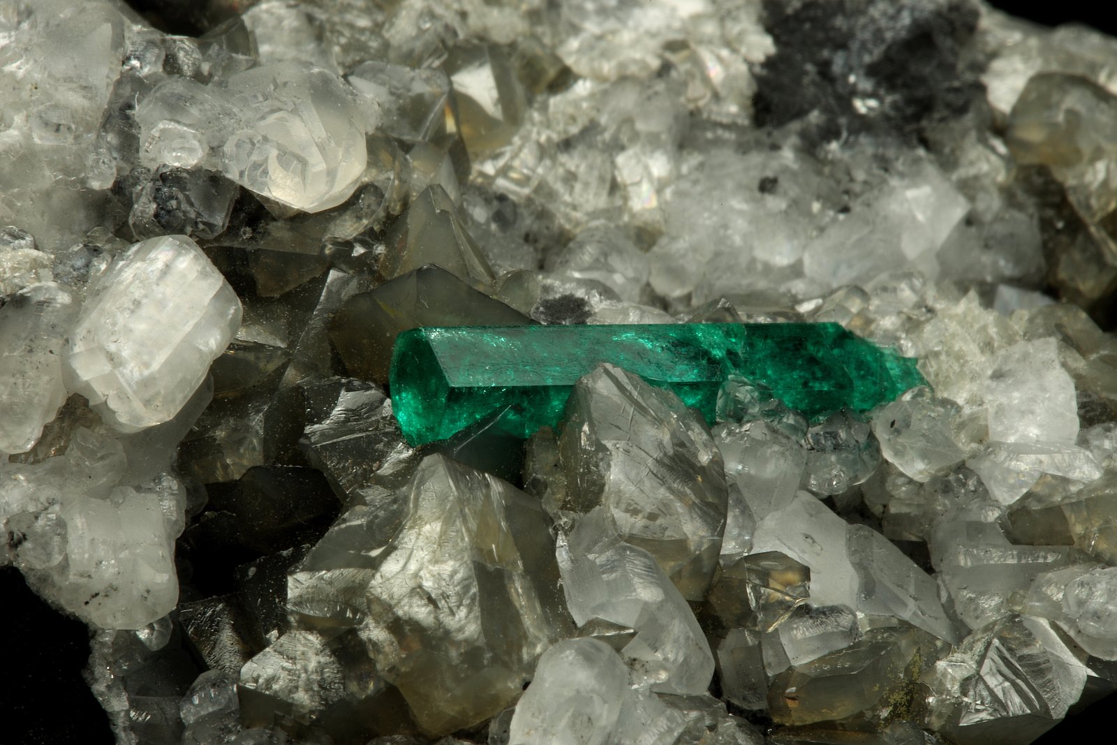 Beryl (variety emerald), Calcite, Pyrite
65x50x70mm, xl=18mm
(Autor: Fiebre Verde)