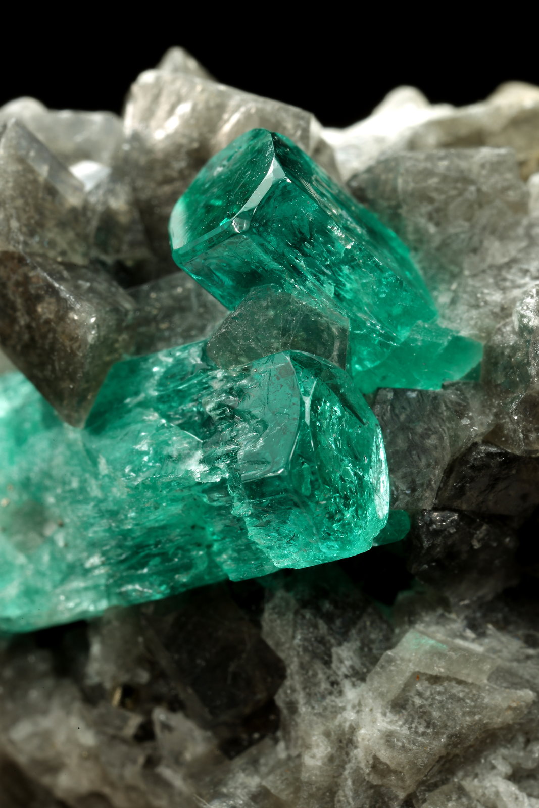Beryl (variety emerald), Calcite, Pyrite
38x24x29mm, largest xl=17mm
(Autor: Fiebre Verde)