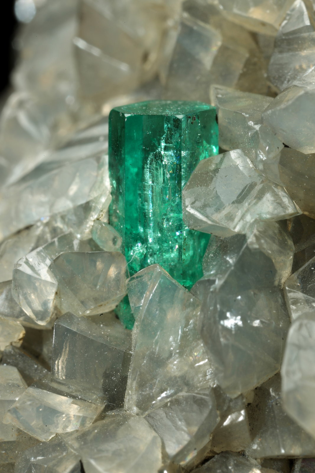 Beryl (variety emerald), Calcite, Dolomite
54x53x31mm, xl=5mm
(Autor: Fiebre Verde)