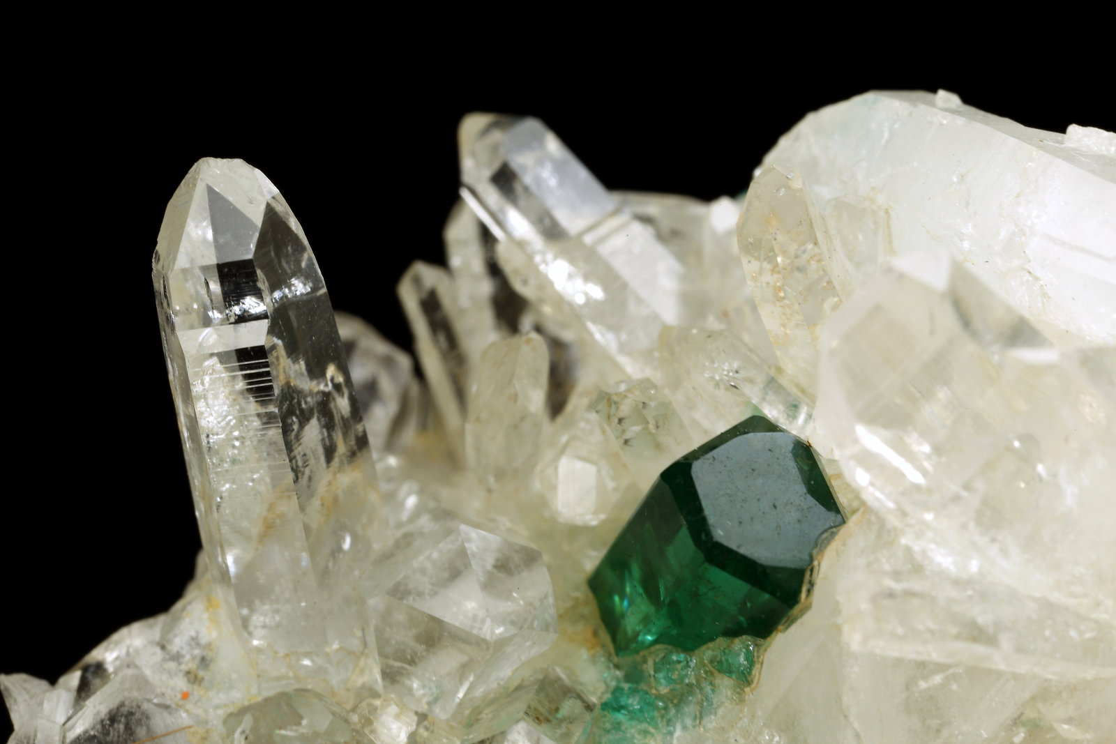 Beryl (variety emerald), Quartz
40mm across, xl=7mm
(Autor: Fiebre Verde)