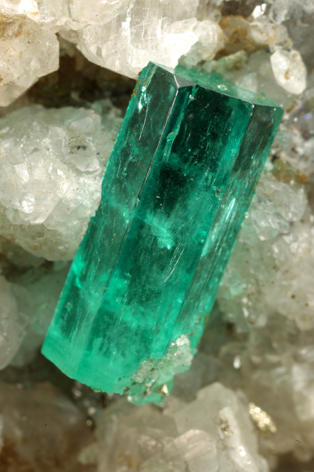 Beryl (variety emerald), Calcite, Pyrite, Quartz
56x46x34mm, xl=13mm
(Autor: Fiebre Verde)