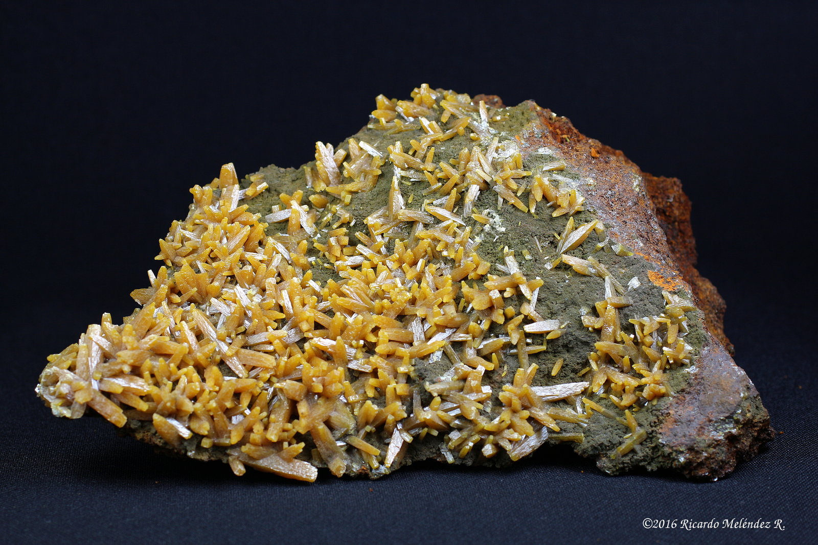 Wulfenite, Mimetite, limonite
16 x 12 x 6 centimeters
(Autor: Ricardo Melendez)