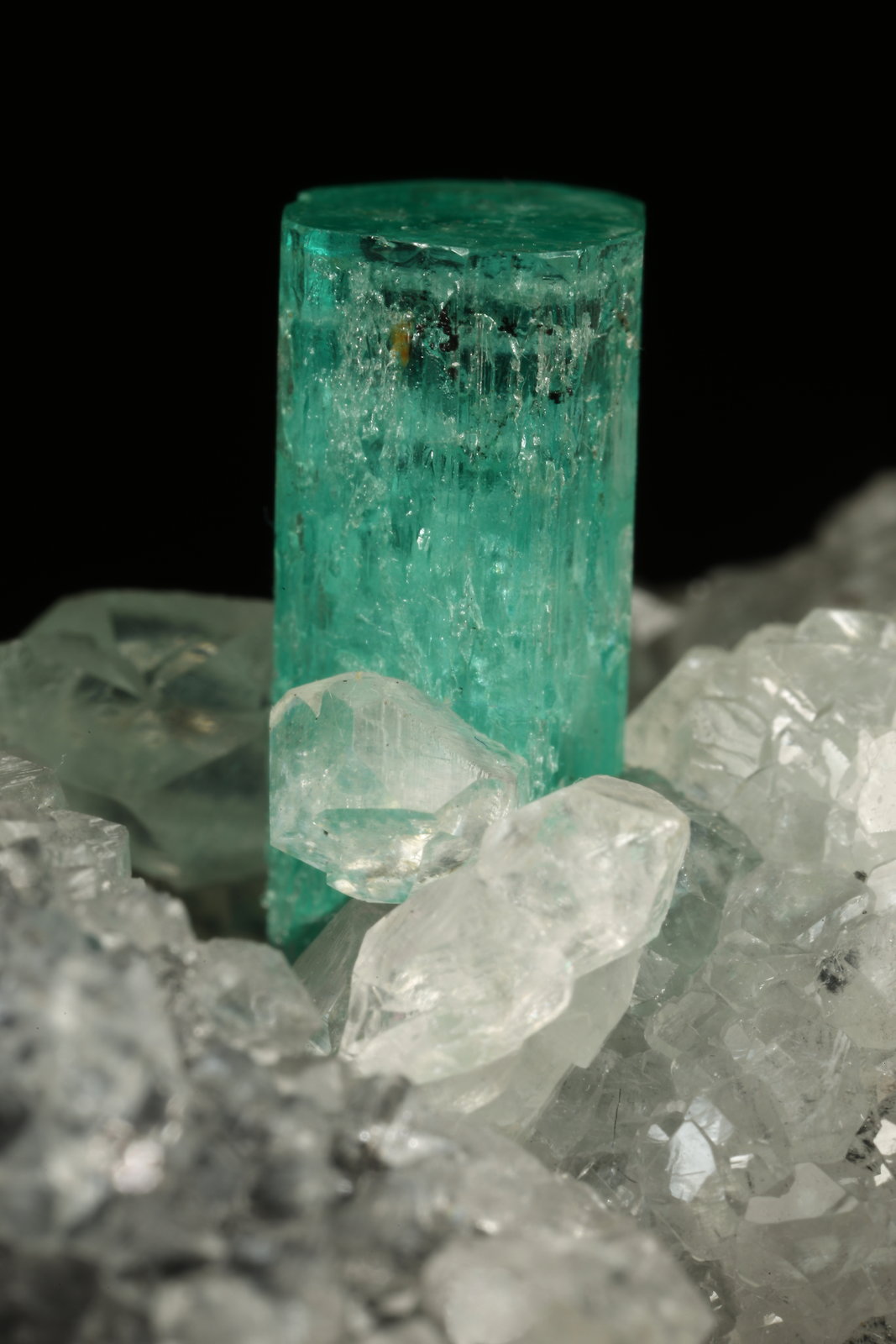 Beryl (variety emerald), Calcite
45x32x28mm, xl=18x7mm
(Autor: Fiebre Verde)