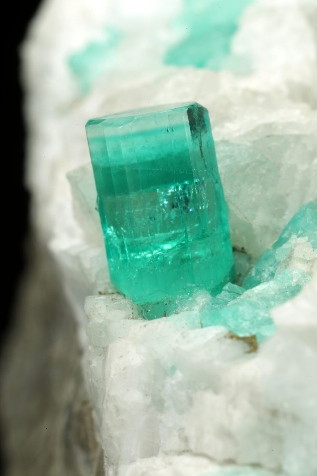 Beryl (variety emerald), Calcite, Pyrite
59x50x33mm, xl=8mm
(Autor: Fiebre Verde)