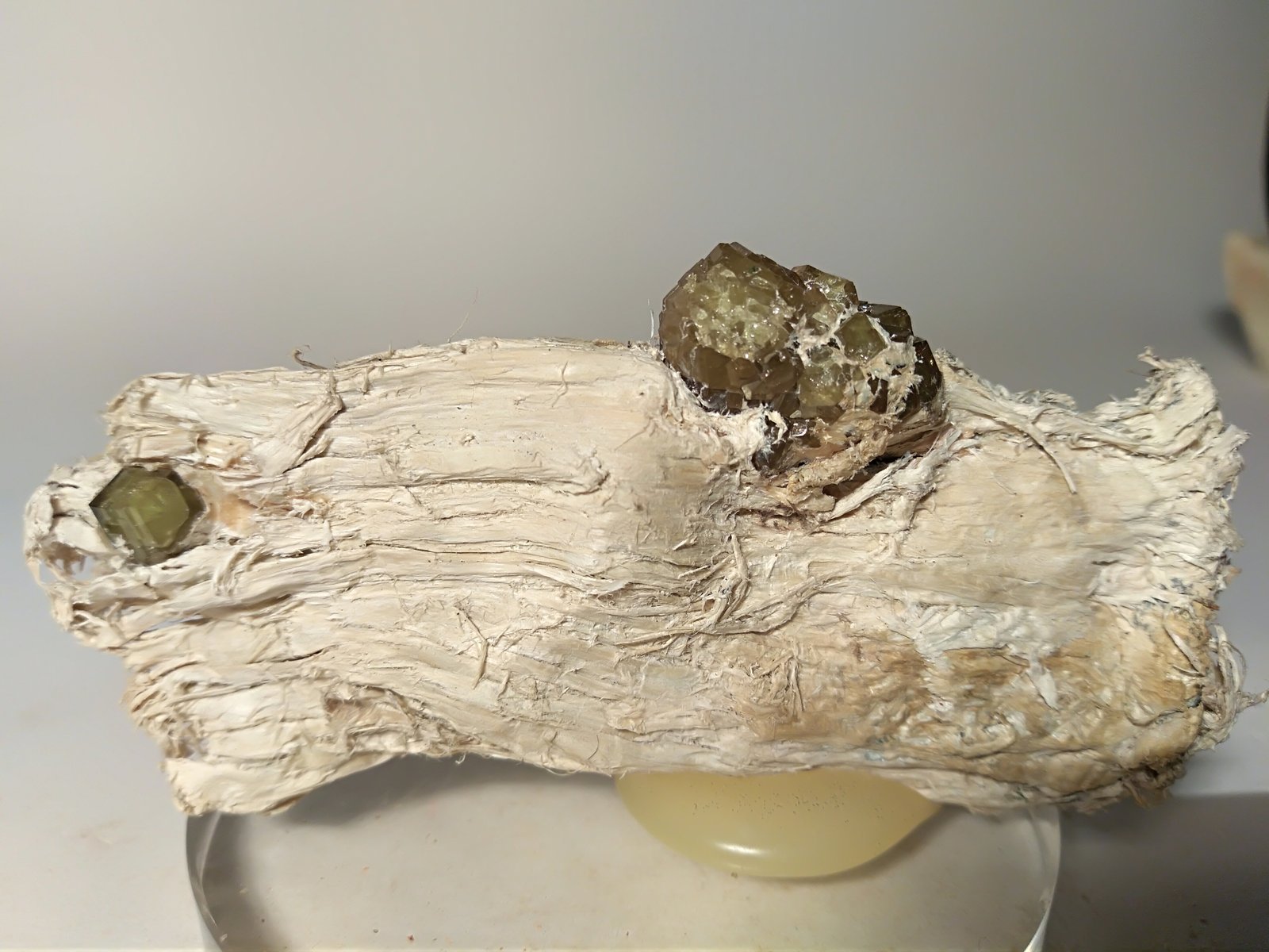 Andradite (variety demantoid), asbestos
79 x 38 mm
(Autor: Sante Celiberti)