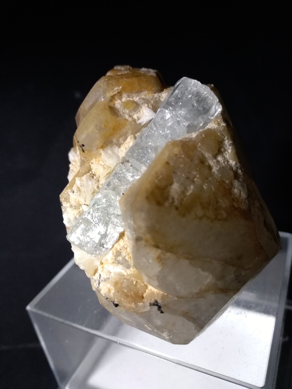 Beryl (variety aquamarine), Quartz
74 x 70 mm
(Autor: Sante Celiberti)
