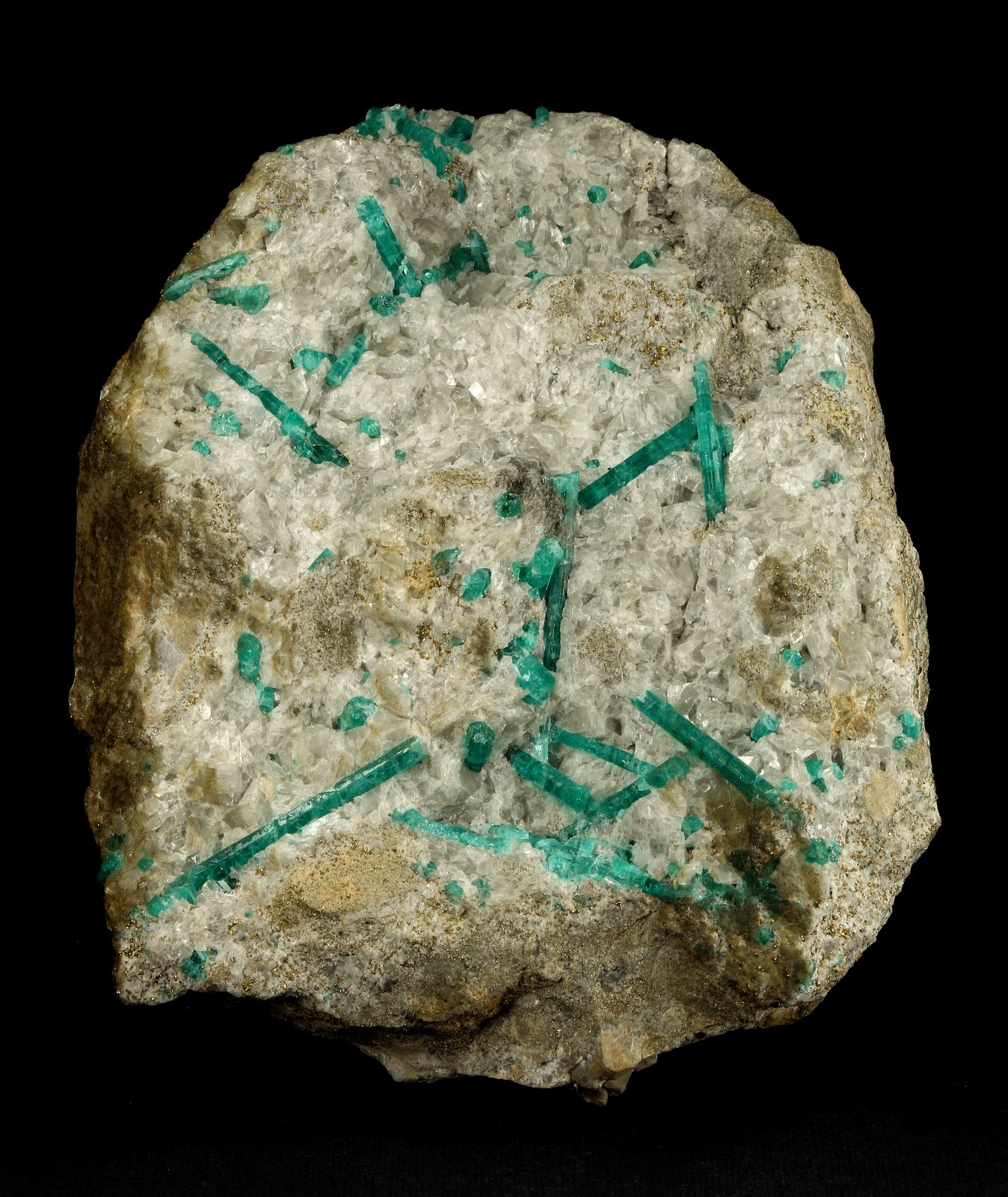 Beryl (variety emerald), Calcite, Pyrite
140x110x43mm
(Autor: Fiebre Verde)