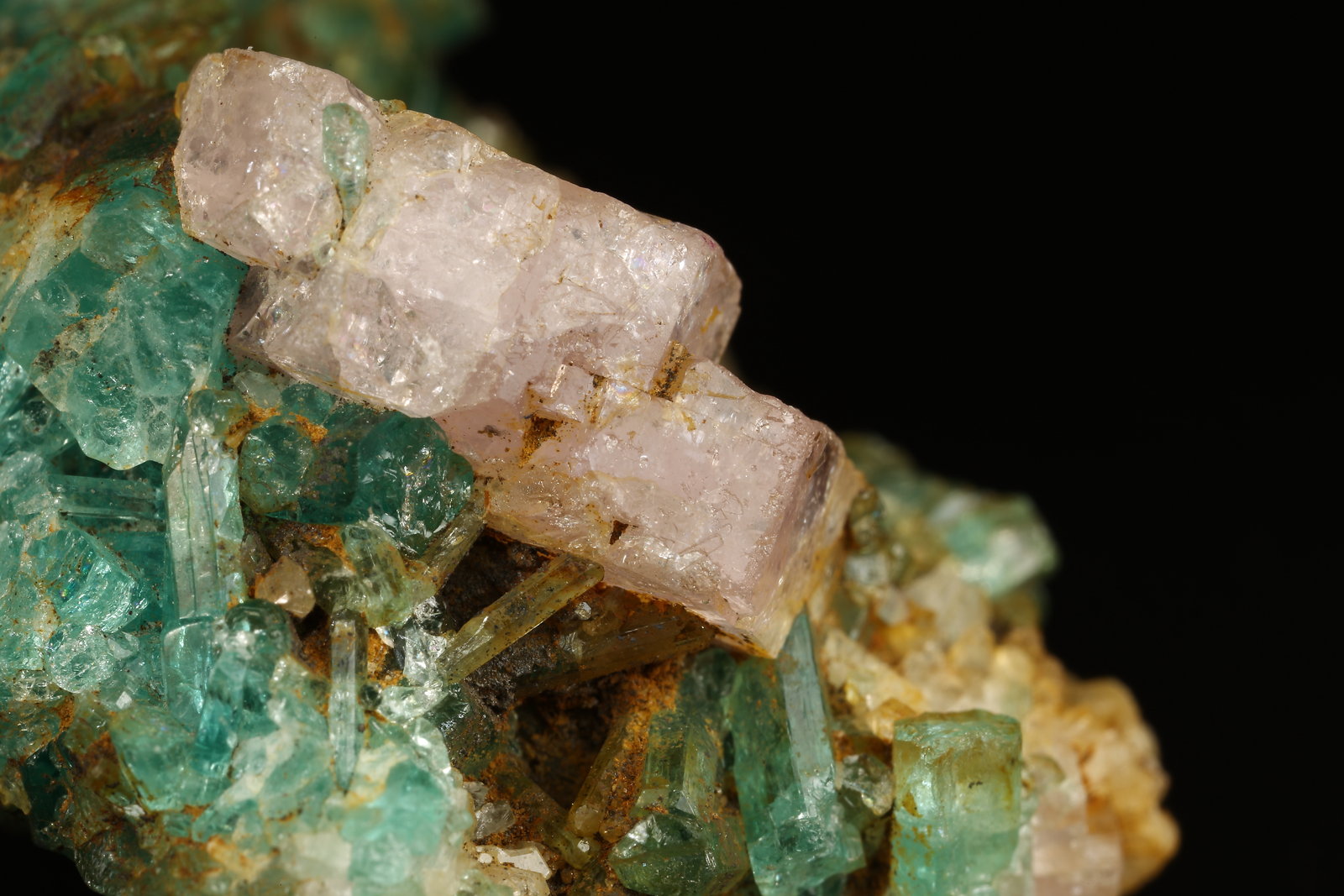 Beryl (variety emerald), Albite (variety cleavelandite), Calcite, Apatite
37x18x33mm
(Autor: Fiebre Verde)