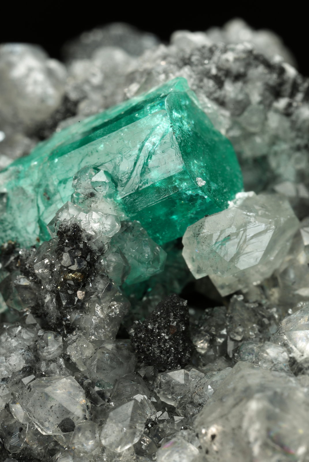 Beryl (variety emerald), Calcite, Pyrite
77x86x68mm, xl=19mm
(Autor: Fiebre Verde)