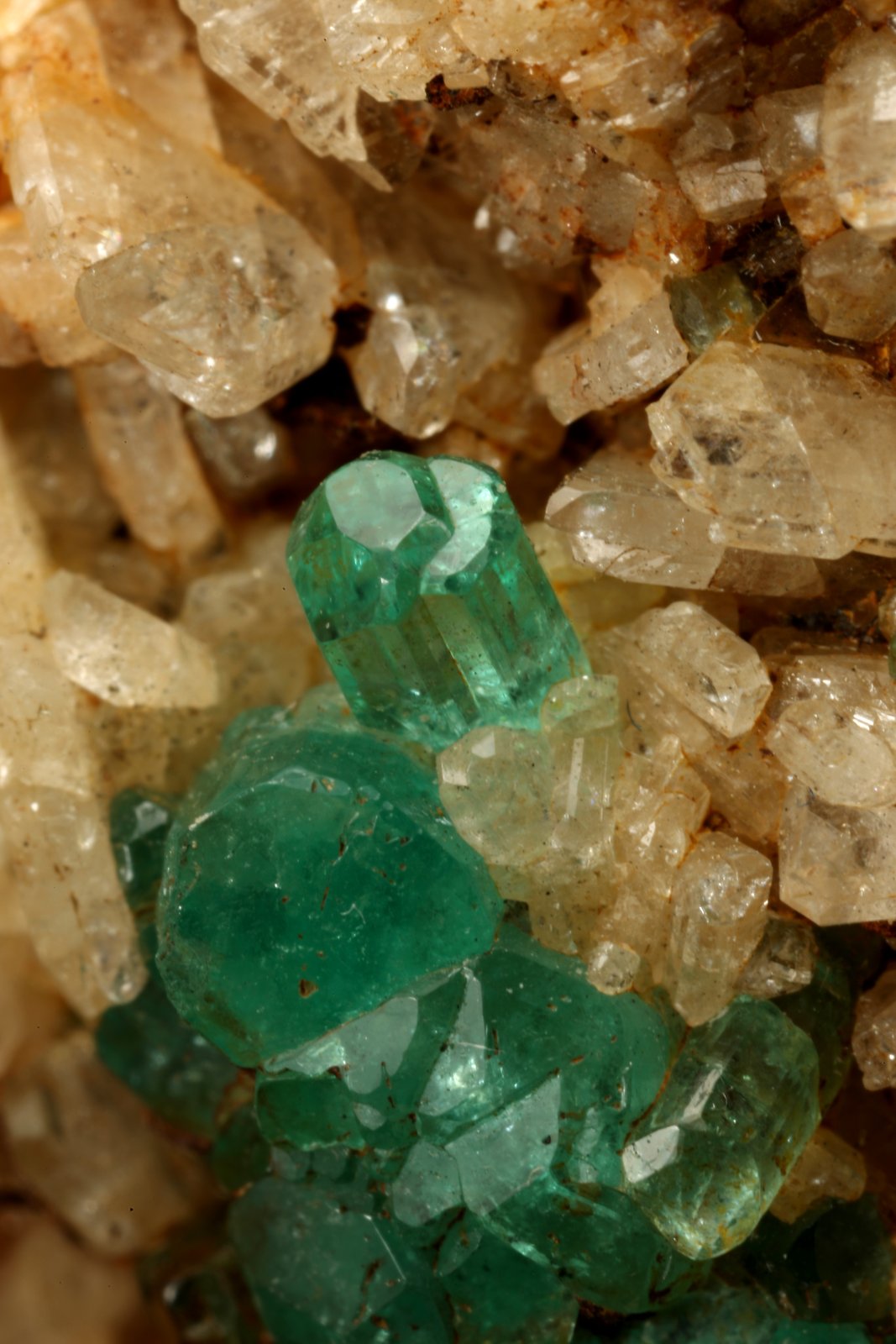 Beryl (variety emerald), Albite (variety cleavelandite)
64x39x53mm, main xl=23mm
(Autor: Fiebre Verde)