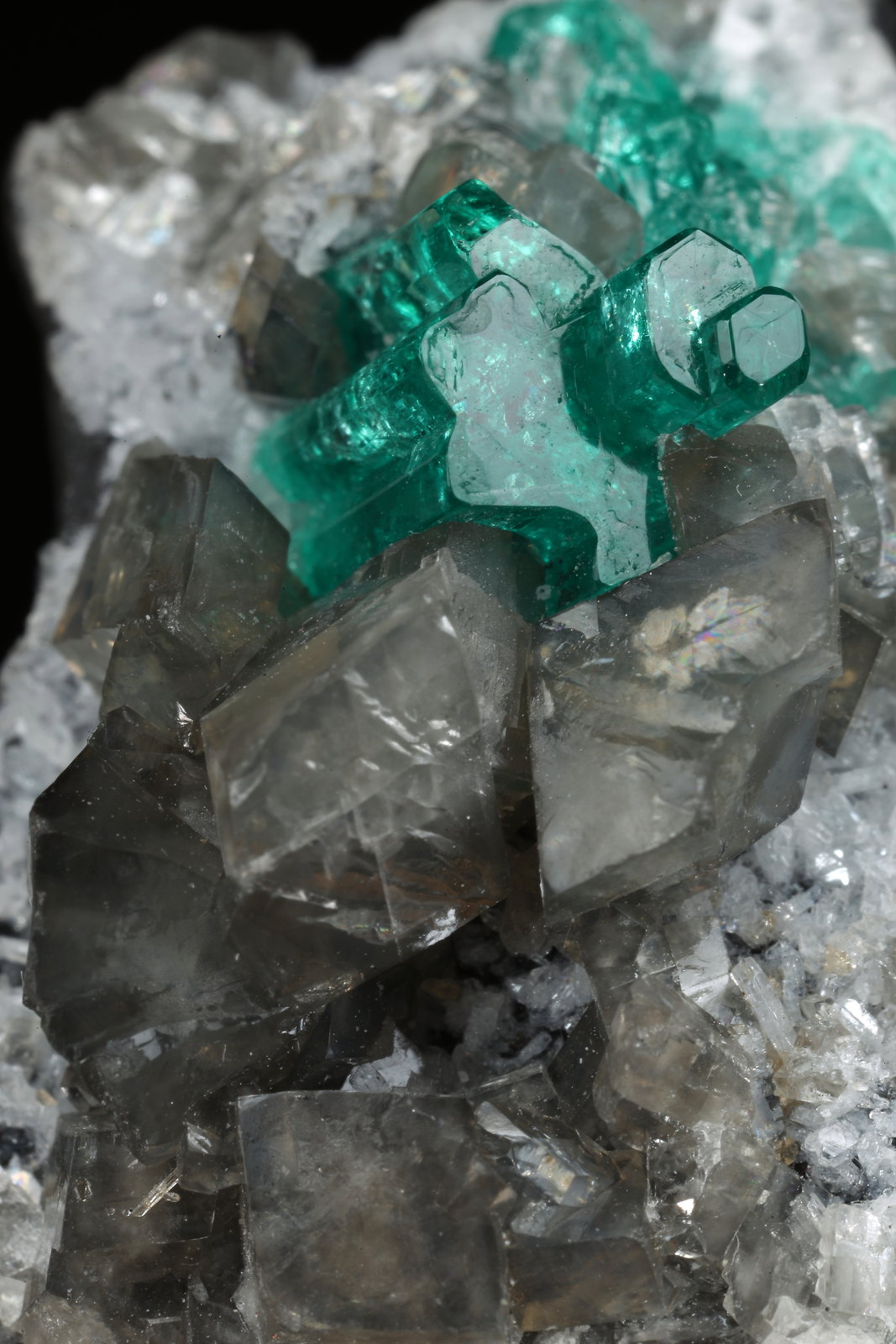 Beryl (variety emerald), Calcite, Dolomite
33x20x23mm, main aggregate=10x9mm
(Autor: Fiebre Verde)
