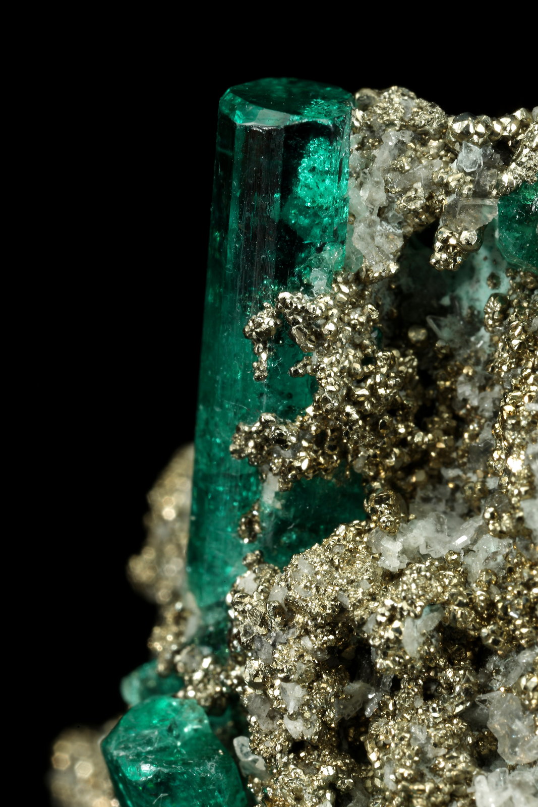 Beryl (variety emerald), Albite (variety cleavelandite), Pyrite
38x35x18mm, largest xl=20mm
(Autor: Fiebre Verde)