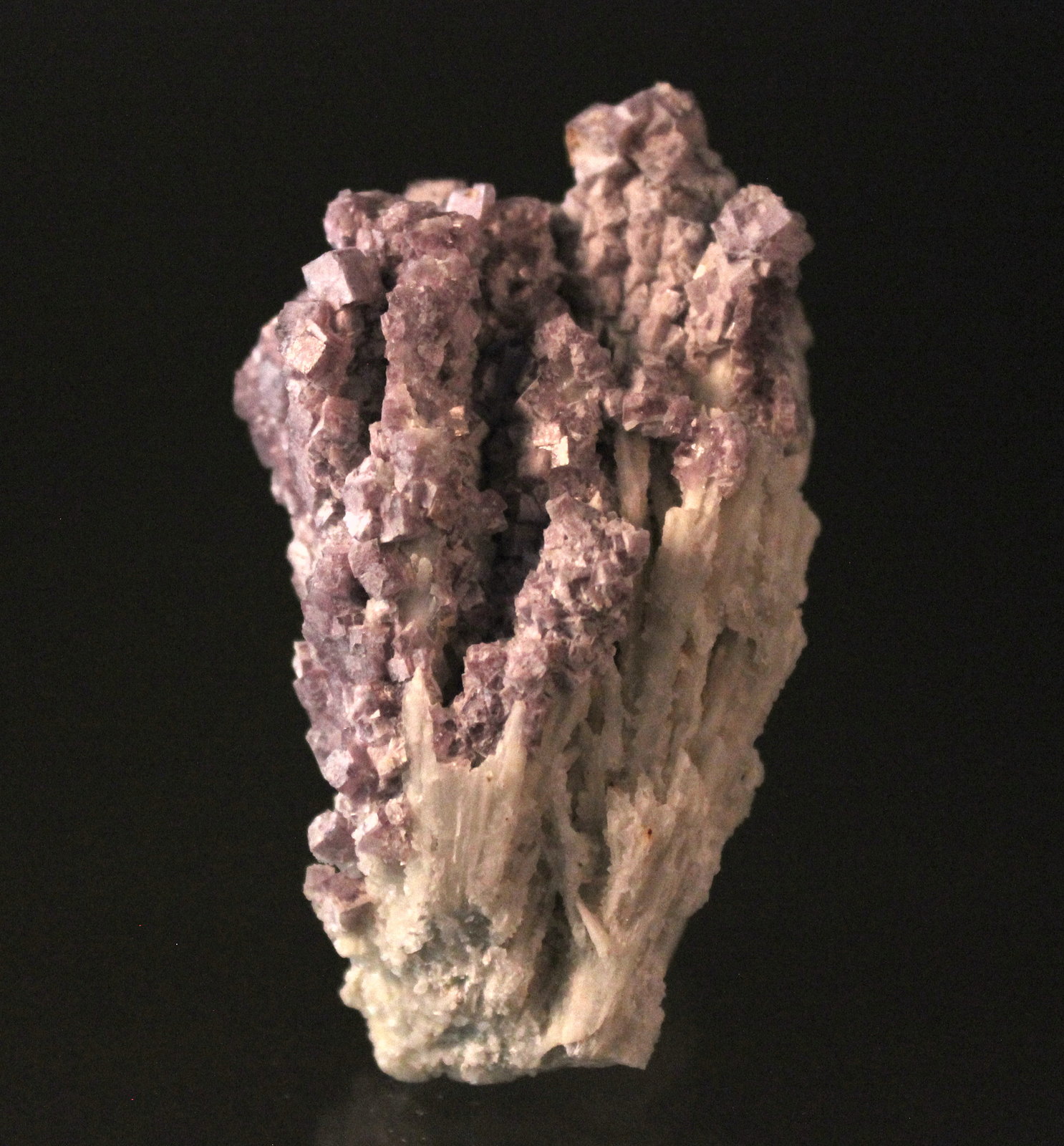 Fluorite, Barite pseudomorph after Laumontite
7.5 x 4.5 cm
(Autor: Don Lum)
