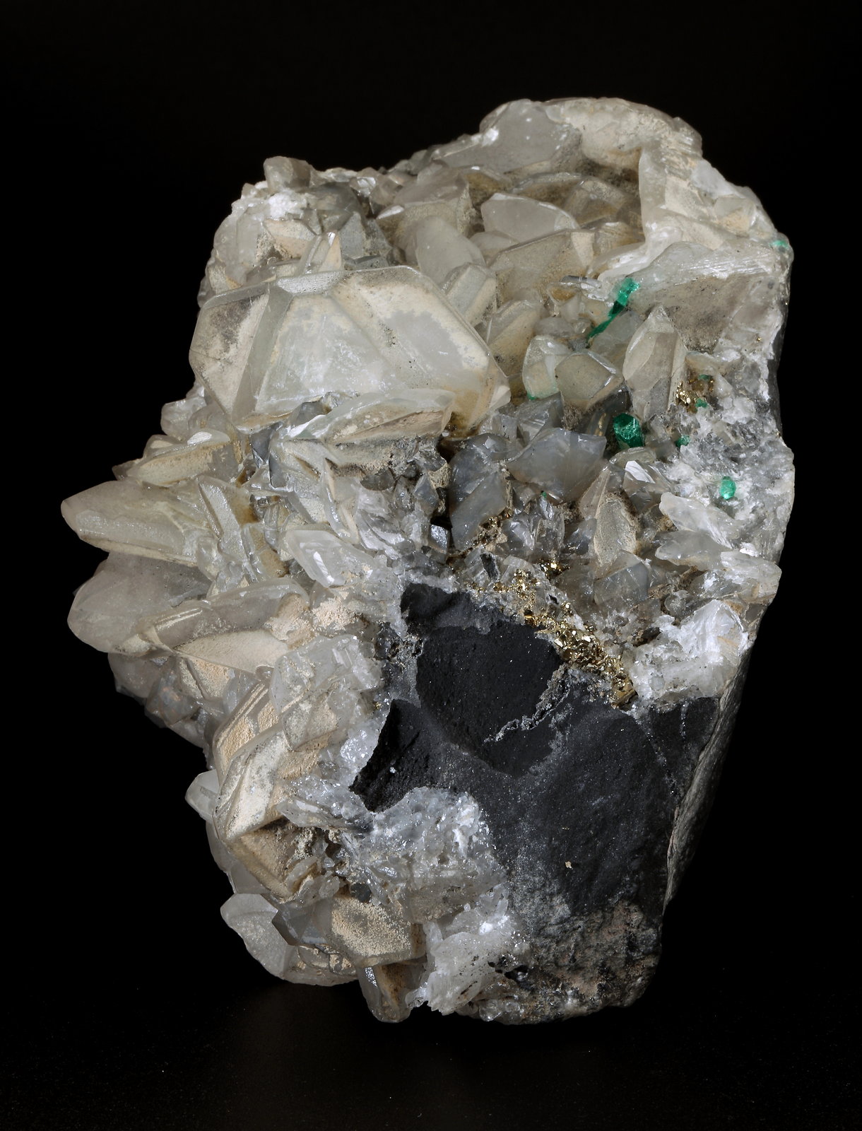 Beryl (variety emerald), Calcite, Dolomite, Pyrite
113x98x85mm, main xl=15mm
(Autor: Fiebre Verde)