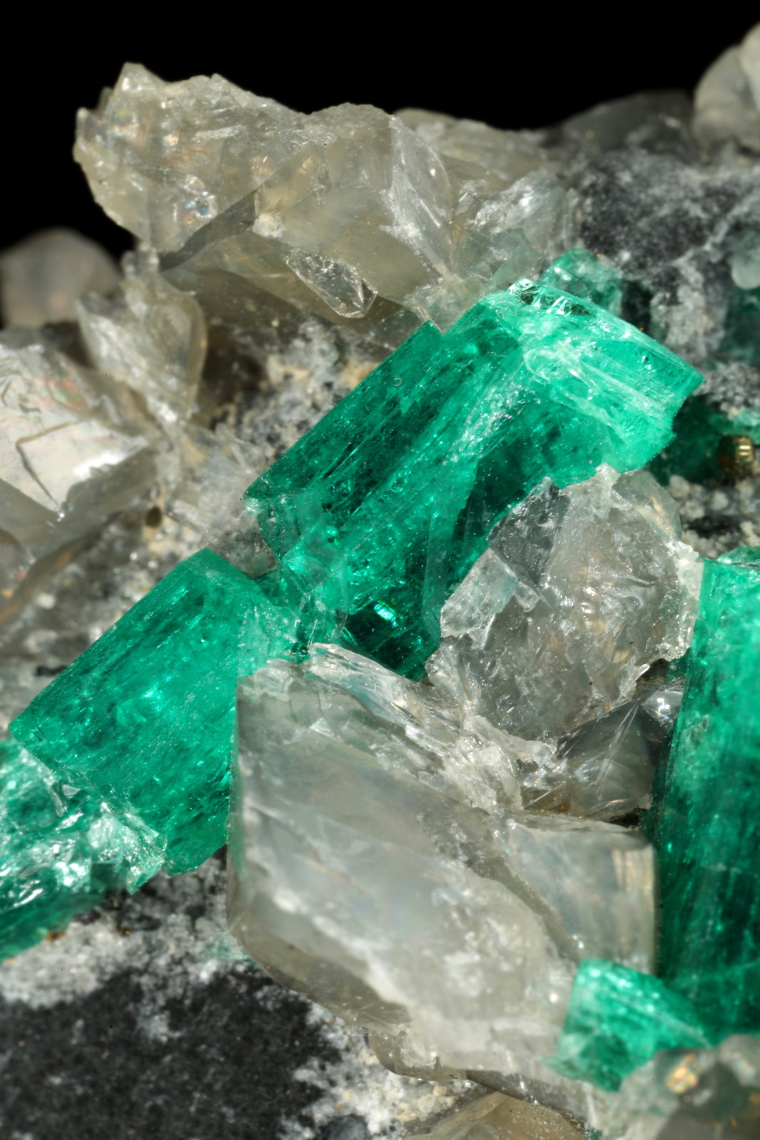 Beryl (variety emerald), Calcite, Dolomite, Pyrite
98x83x35mm, longest xl=20mm
(Autor: Fiebre Verde)
