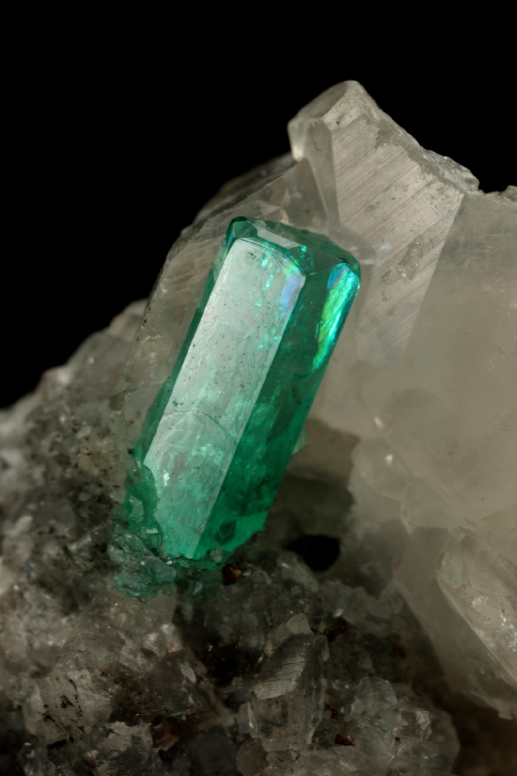 Beryl (variety emerald), Calcite, Pyrite
26x17x30mm, xl=9x2mm
(Autor: Fiebre Verde)