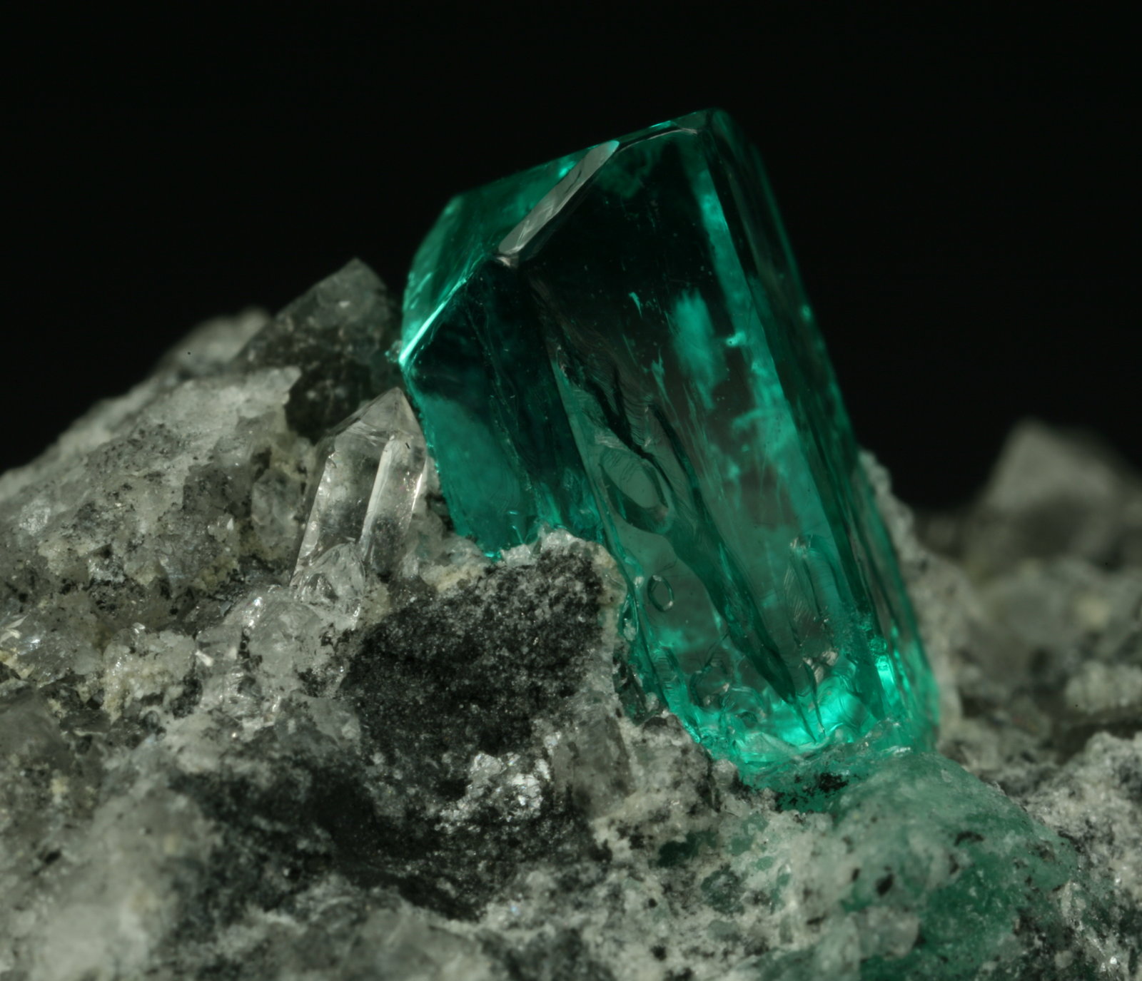 Beryl (variety emerald), Calcite, Pyrite, Quartz
50x20x45mm
(Autor: Fiebre Verde)